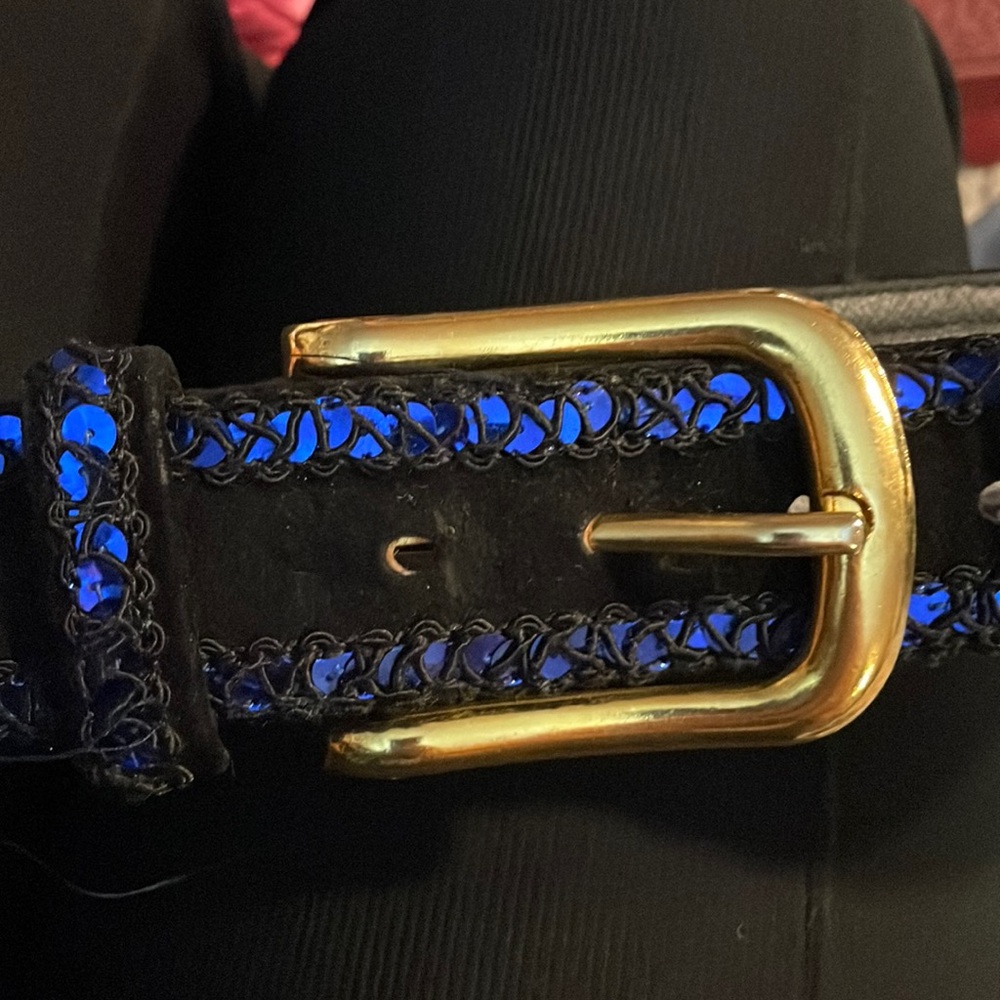 Vintage Alden Howard black suede with Royal Blue Sequin size M